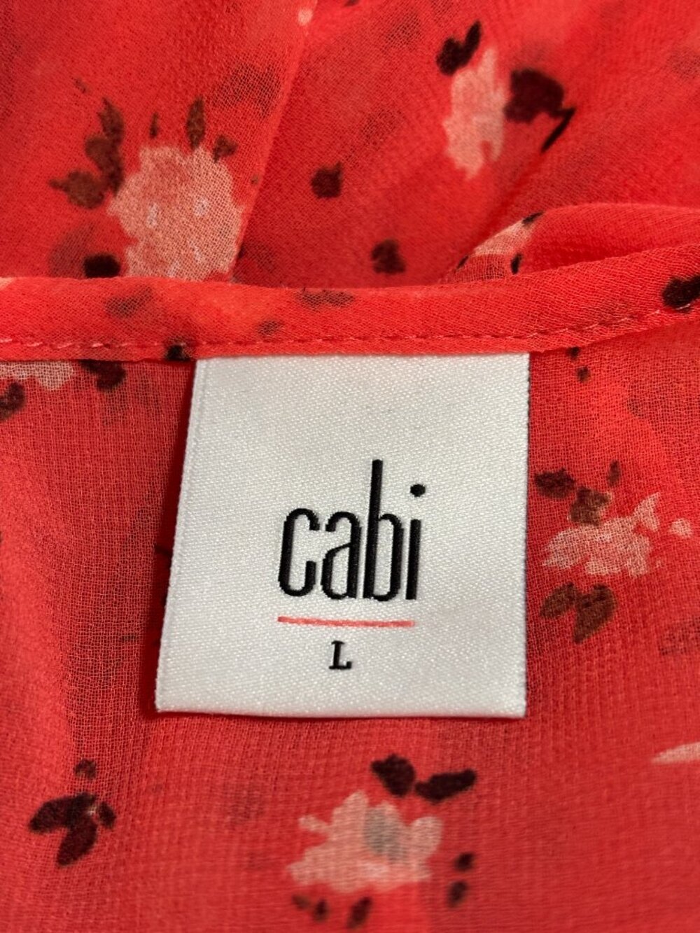 CAbi Coral Floral Pintuck Blouse Large Like New - Picture 4 of 6